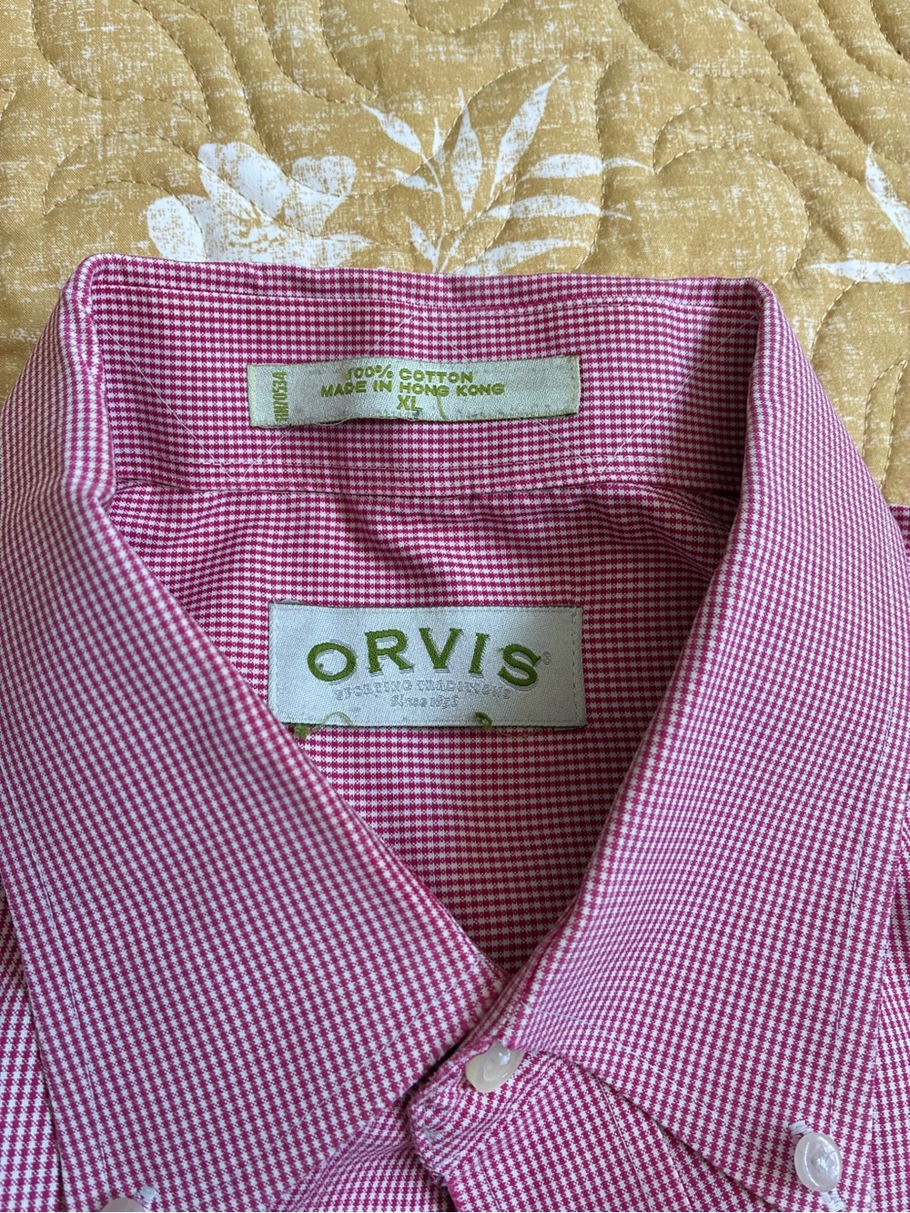 Orvis Men’s Pink/Raspberry  Mini-Check short sleeve Cotton Dress Shirt